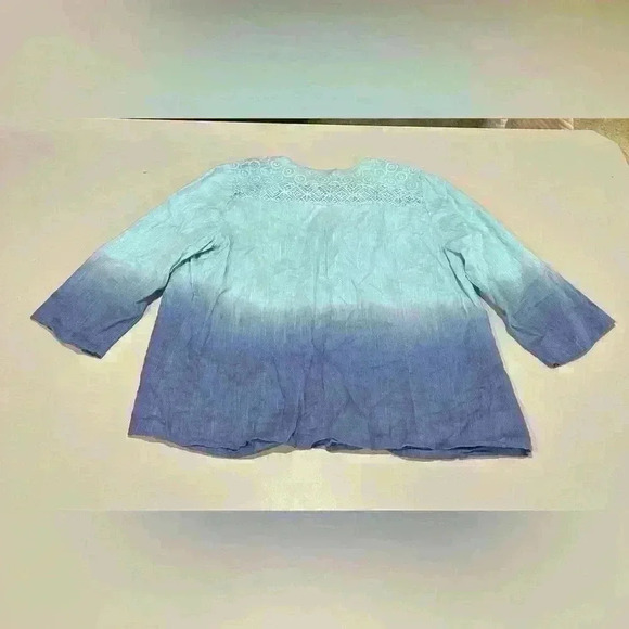 Chico’s Blue Ombré Cotton Jacket Size 16 (Size 3) - Picture 2 of 4